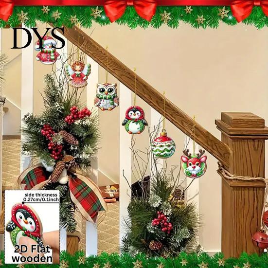 Cute Cartoon Tree Hanging Tags 15/30 Pcs Wooden Christmas Ornaments Set, Santa Reindeer Snowman Lightweight Wood Decorations, Handpainted for