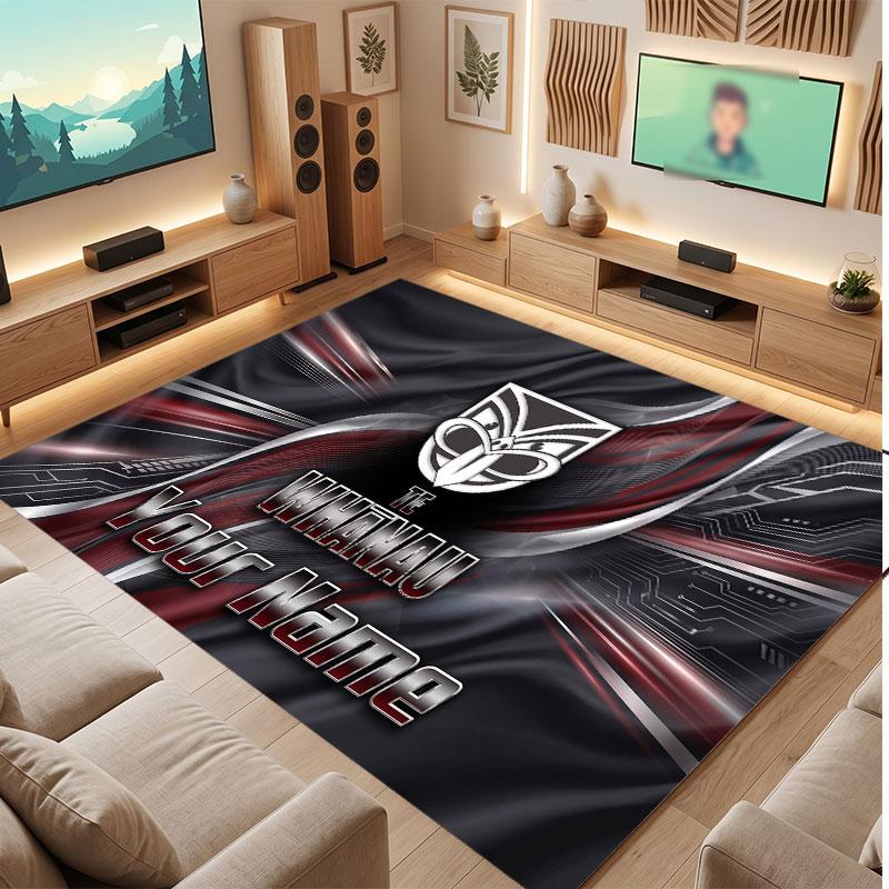 Wigan Warriors Personalized Crystal Velvet Carpet, Customized Name Text Soft Anti‑Slip Rug for Living Room Bedroom