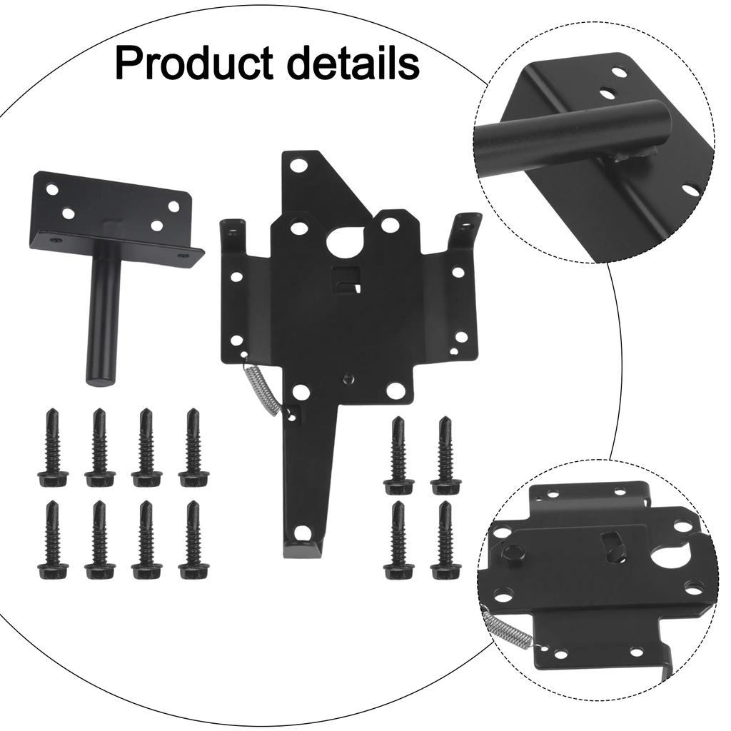 Garden Gate Wooden Fence Latch Self-Locking Gate Latch Installation Screws Included Outdoor Gate Latch Black Coat Finish