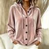IHUASU Women's  Long Sleeve Hooded Collar Vintage Casual Solid Color Print Autumn Winter Jackets & Coats Elegant