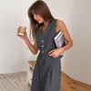 European & American 1116 Spring/summer New Sleeveless Cardigan, Straight-leg Pants, and Long Pants Two-piece Set, Elegant and Versatile for Commuting