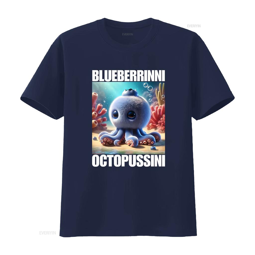Blueberrinni Octopussini Italian Brainrot Meme T Shirt vintage Washed designer clothes Unisex Casual Versatile Slightly