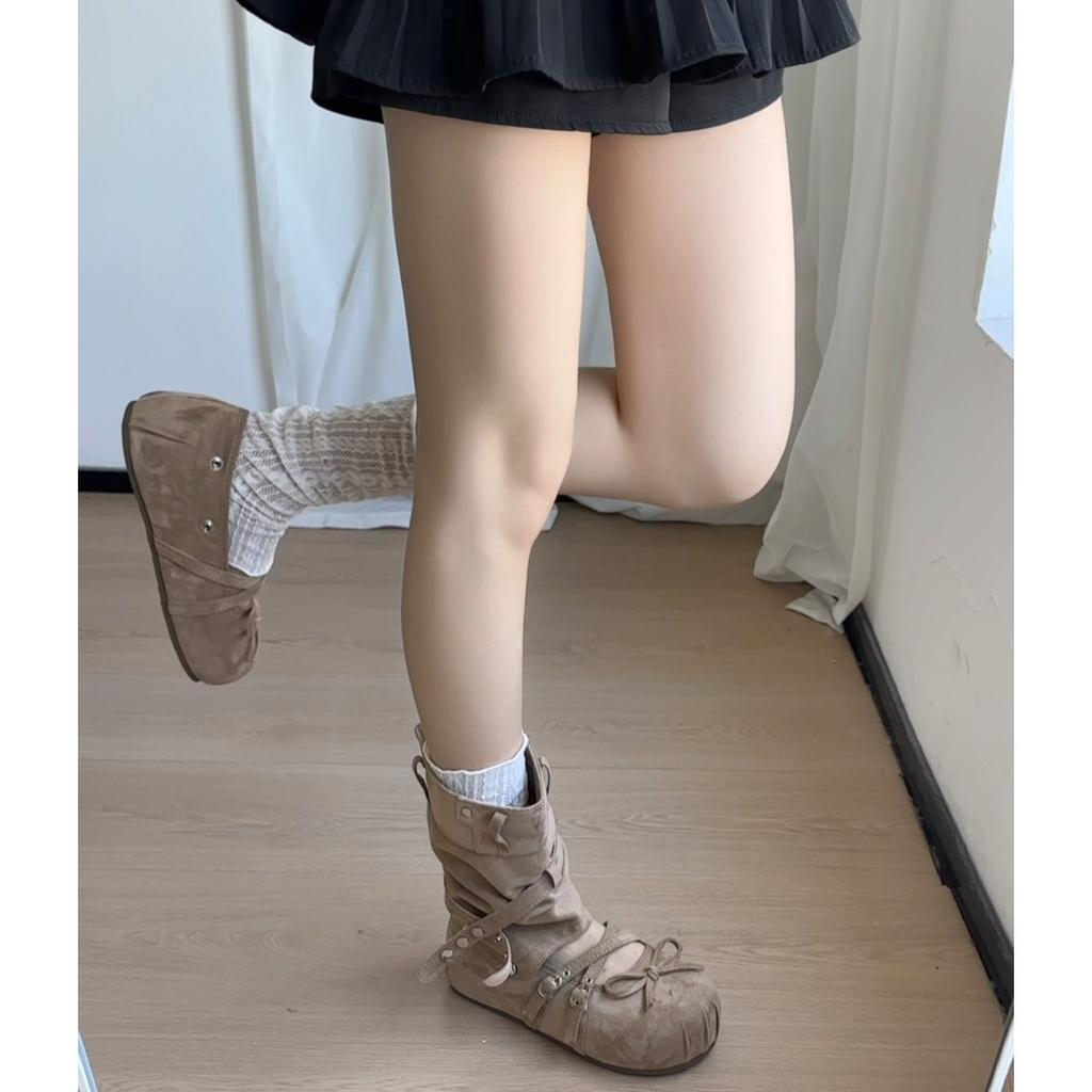 Thick-soled shallow-mouth single shoes for women's summer 2026 new retro French soft-soled two-wear short boots