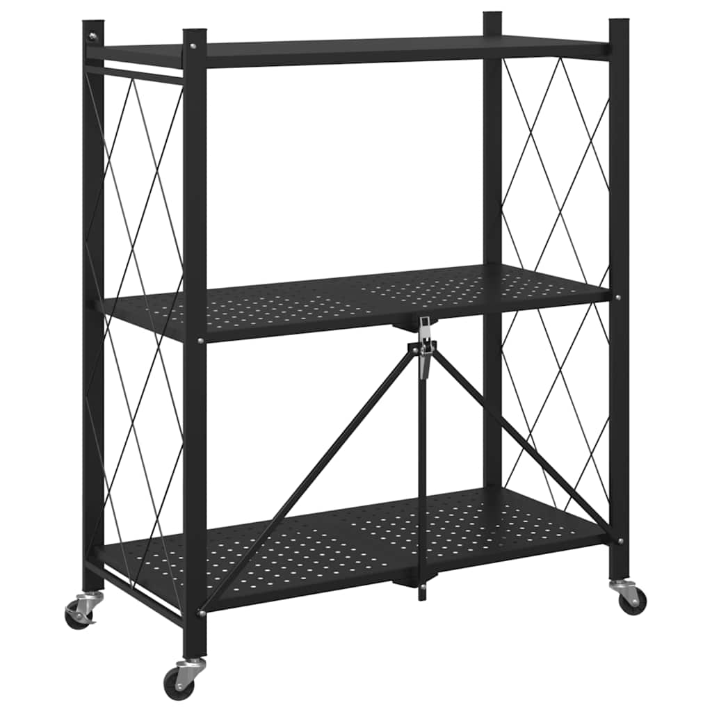 Vidaxl Regał Magazynowy Z Kółkami, Czarna ,71X34X88 Cm, Stal