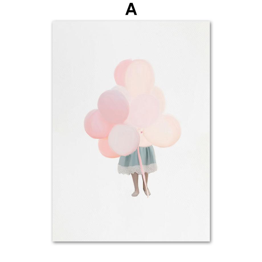 Ροζ Παραλία Κολύμπι Φλαμίνγκο Βιβλίο Μπαλόνι Τέχνη Τοίχου Καμβάς Ζωγραφική Αφίσες Και Εκτυπώσεις Εικόνες Τοίχου Διακόσμηση Υπνοδωματίου Μωρού Κοριτσιού Αγοριού