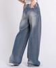 Elleonasi P53_[Standard/Long/S~3Xl/4 Colors] Washed Back Hem Wide Denim Pants / Light Blue