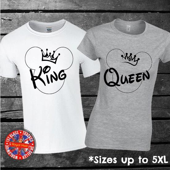 King & Queen Matching T-shirt Set Couples Friends Chill Wedding Honeymoon 4XL