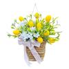 Basket Wreath Spring Porch Wreath for Outdoor Decorative Wreath Ornament Lemon Flower Basket Wreath Artificial for Home Wedding