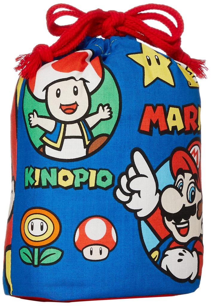 Skater Lunch Box Drawstring Bag with Set of Super Mario Made In Gusset, 2, Design, Boys' Size, Japan, KB64WN-A