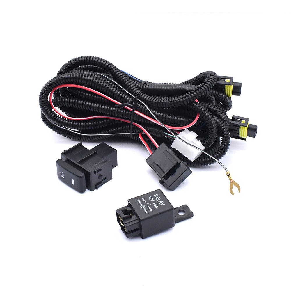 Car Fog Lamp Wiring Harness Socket Wire Kit 12V 40A Wiring Relay LED Indicator Switch for H11H16 H8 Bulbs Interface Accessories A