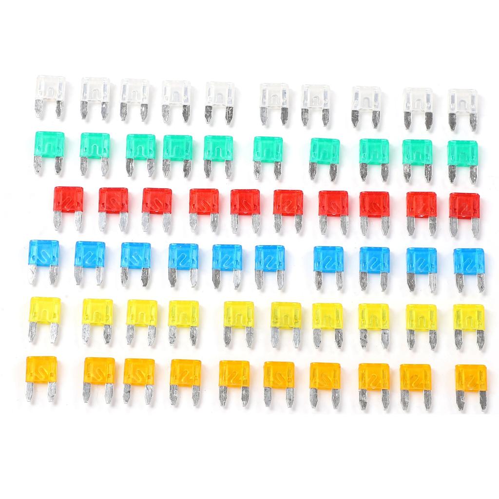 60 Stück Auto Sicherungen Mini Kunststoff Silber Klingen Typ Auto Innenteile für Autoschutz