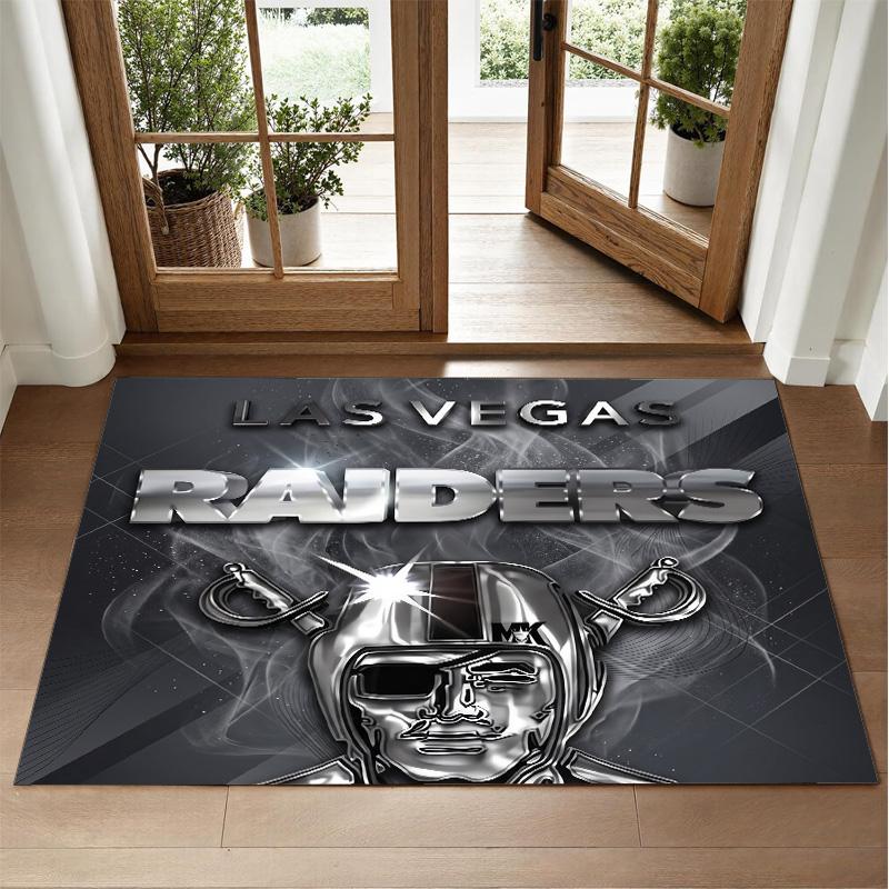 Las Vegas Raiders Design Crystal Velvet Rug Soft Decorative Mat for Bedroom Entrance