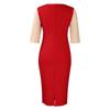 Spring Fashion Plus Size Women's Dress with Spliced Package Hip Design and Five-Quarter Sleeves, for a Stylish Look