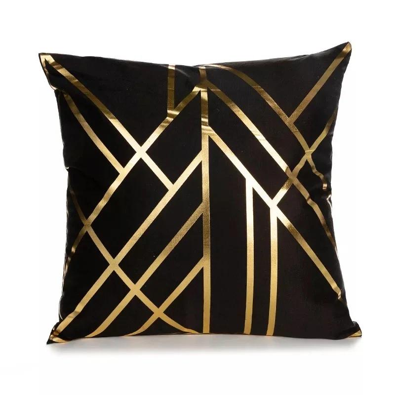 Modern Geometric Gold Bronzing Plants Leaves Cushion Cover Super Quality Polyester Pillow Cover Decorative Pillow for Sofa Chair