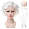 Versatile Short Curly Costume Wig Set For Grandmother Character Halloween Dress Up