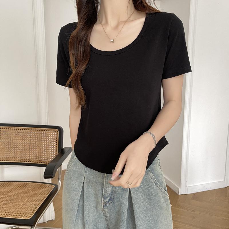 Women's 2026 Spring/Summer Loose Fit Pure Cotton Short Sleeve Round Neck T-shirt