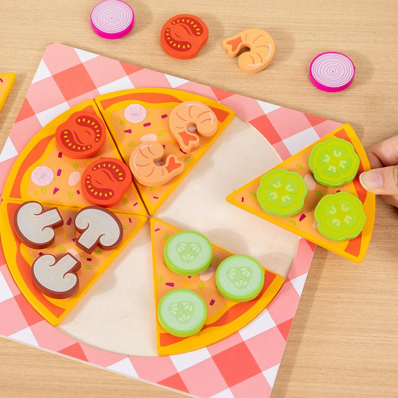 Kids Pizza Cookie Set Cutting Toy Simulation Wooden Pizza Dinette Child Toy Kitchen Pretend Play Food Cooking Kitchen Funny Toys