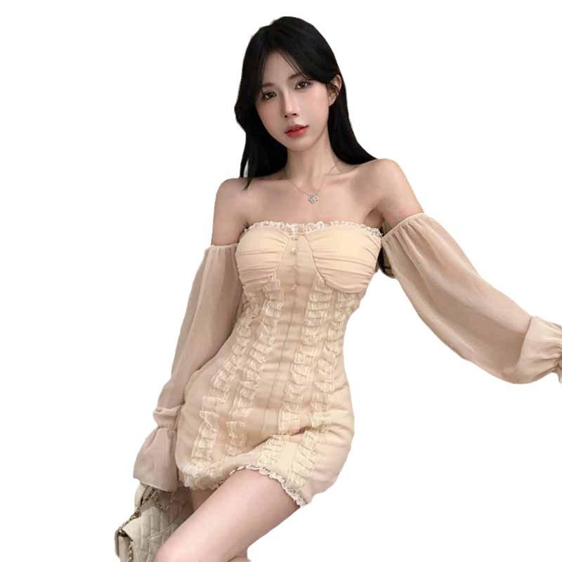 Pure desire hottie tube top lace slim fit hip wrap dress