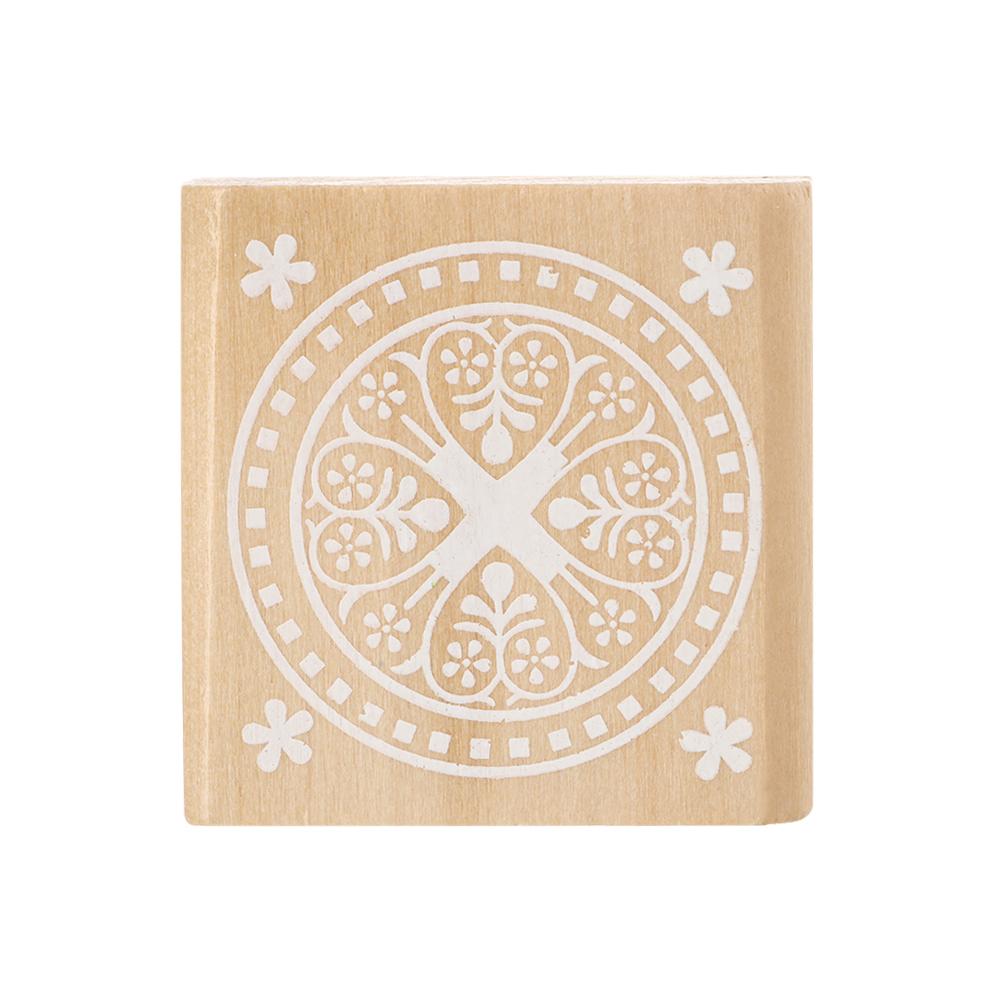 Sewing DIY Craft Stamping Square Floral Stamps Wooden Scrapbooking Rubber