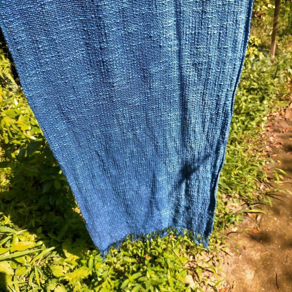 Used Indigo dyed cotton pongee (100% cotton) stole, gradient