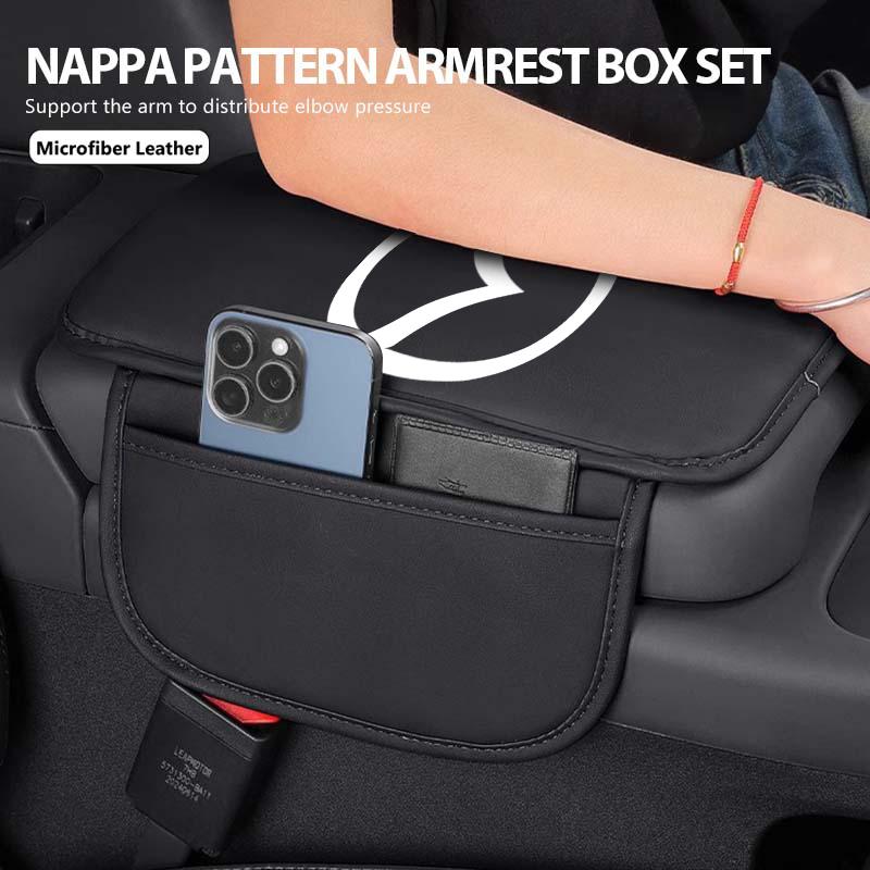 Leather Car Armrest Box Cushion Side Storage Pocket Protector Cover For Mazda 3 CX3 CX4 CX5 CX7 CX8 CX9 CX30 RX7 Atenza Axela