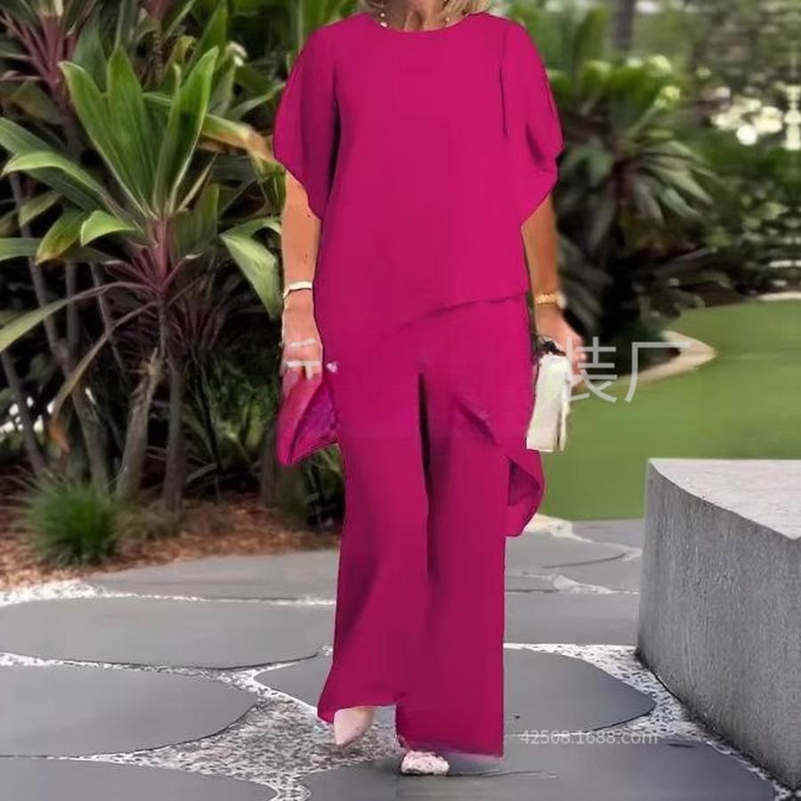 Wiosna Nowy Styl Elegancki Szyfon Jednolity Luźny Nieregularny Modny Zestaw
