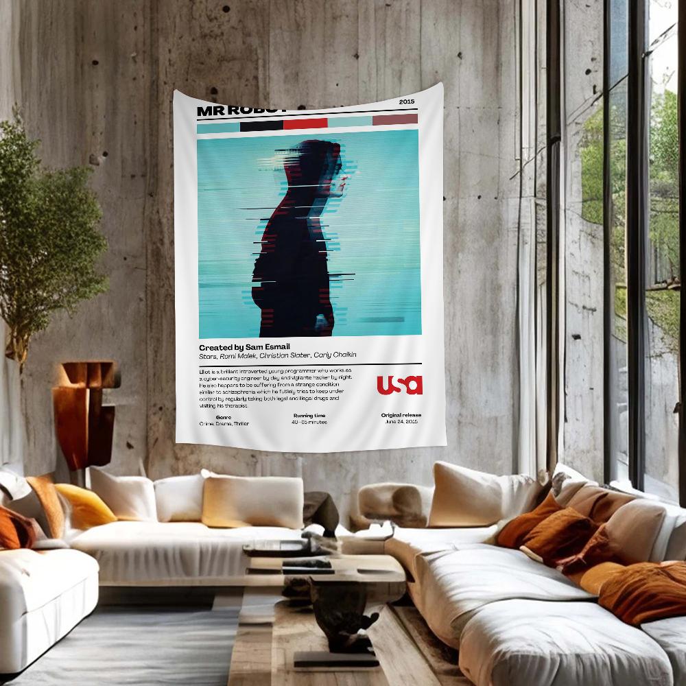 Мистер Робот Рами Малек Хакеры США ТВ Шоу Диаграмма Гобелен Искусство Научная Фантастика Комната Домашний Декор Дешевый Хиппи Настенное Полотно 74x94cm(29x37in)