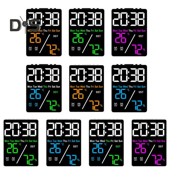 Multifunctional Large Screen Digital Alarm Clock Brightness Adjustment Humidity Temperature Display Desktop Clock