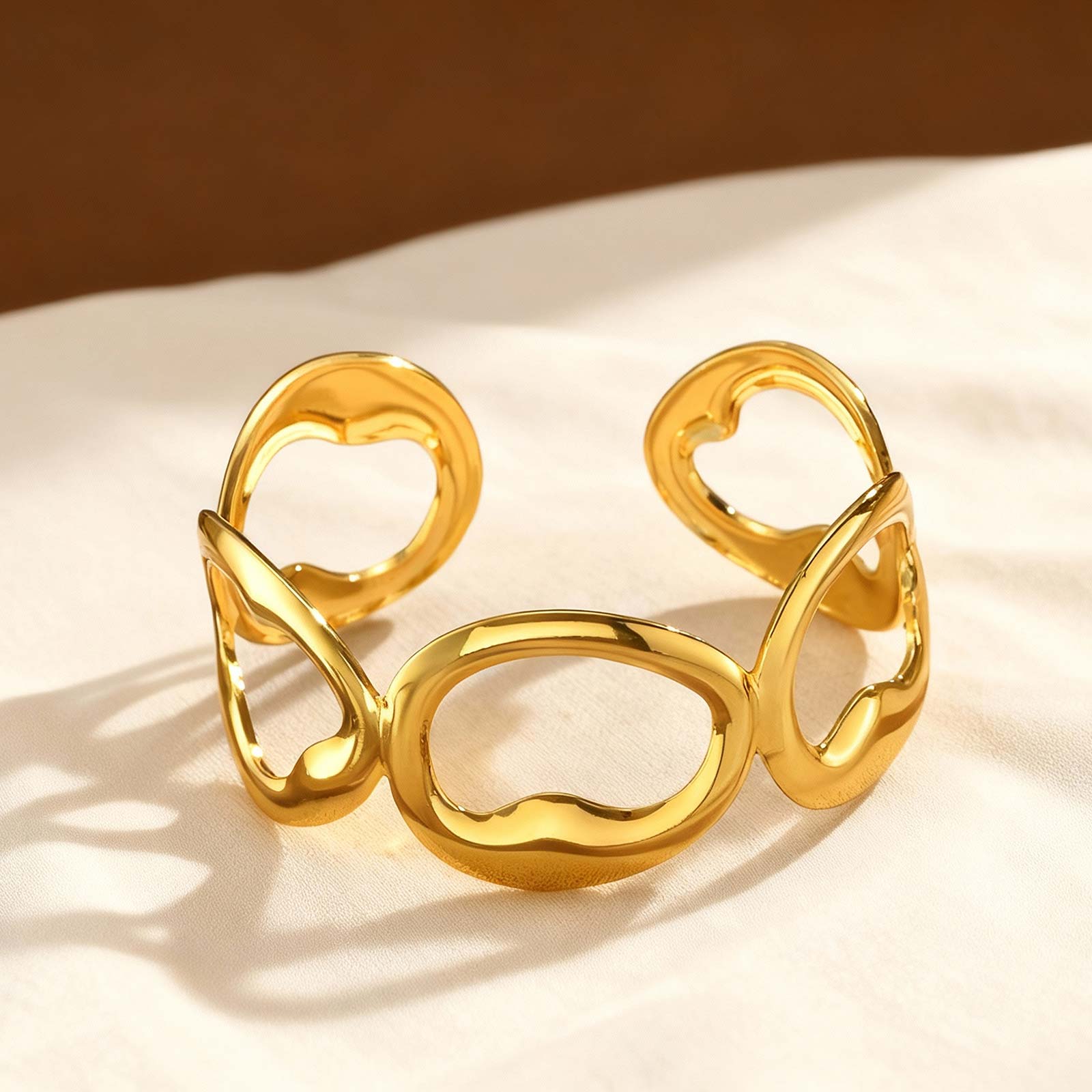 

Luxury Simulated Silk Printed Silk Scarf Cuff Bracelet for Women,Stainless Steel Hollow Open Cuff Bracelets,Vintage Jewelry Gift