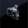 Trendy Retro European and American Fashion Devil Satan Skull Ring Cool Punk Adjustable Street Party Niche Men's Zircon