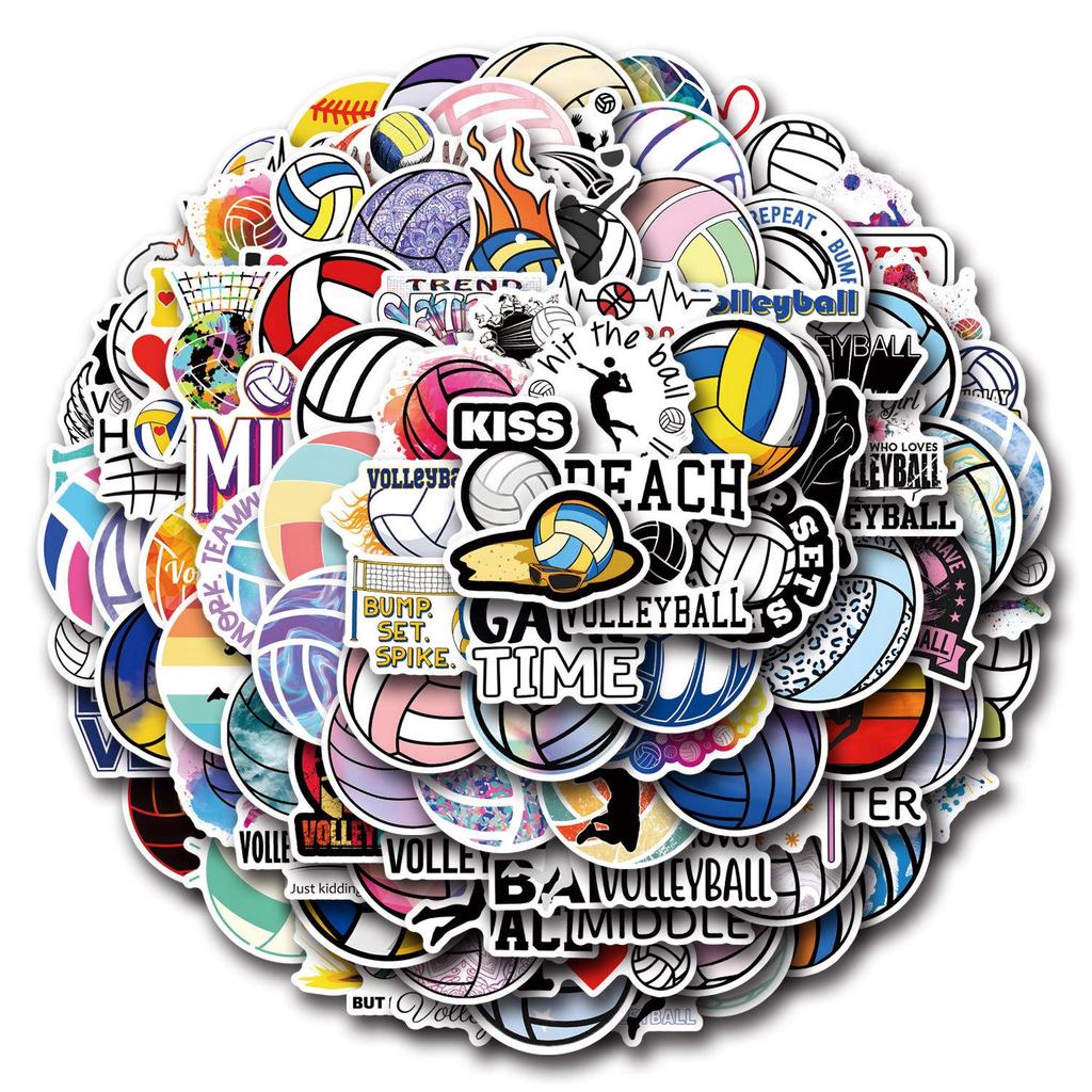 55 Volleyball Cartoon Stickers: DIY Decoration for Suitcases & Water Bottles