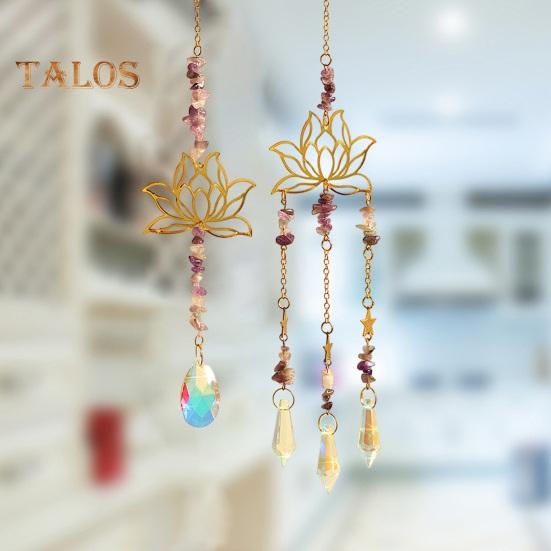 2Pcs/Set Hanging Sun Catcher Fine Workmanship Ornamental Lightweight Beautiful Sun Catcher Lotus Wind Chimes Hanging Pendant