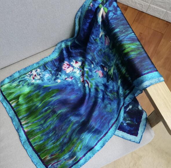 100% Silk Scarf For Women Long Print Luxury Natural Silk Shawls Wraps Floral Printed Ladies Neckscarf Pure Real Silk Scarves