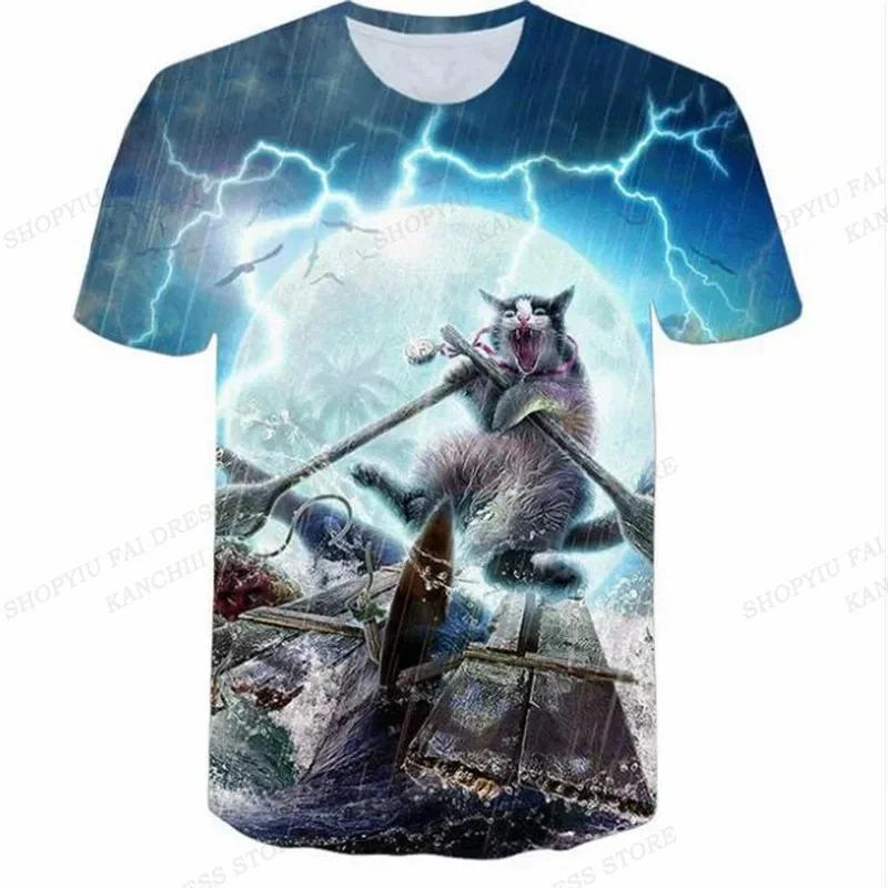 T-shirt Estiva da Uomo Animale Maiale Cane Gatto Stampa 3D T-shirt Uomo Donna Moda Manica Corta T-shirt Girocollo Divertente T-shirt Top per Bambini
