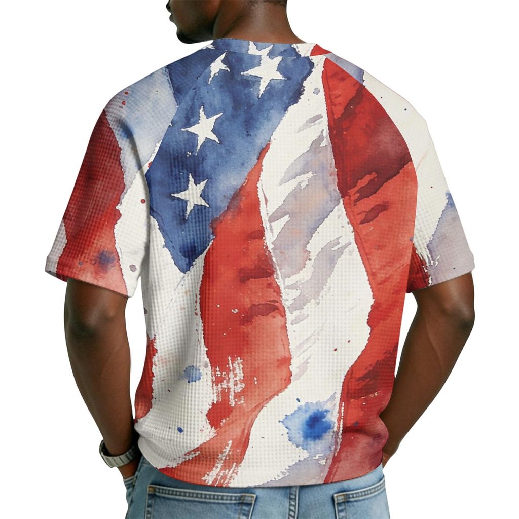 Men's V-Neck Short Sleeve T-Shirt - Color Print Casual Breathable Top