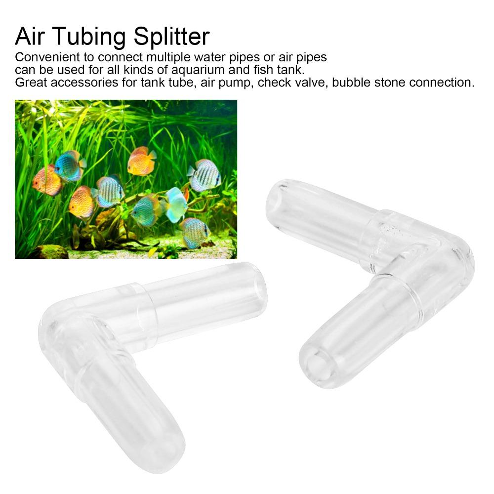 30PCS Set Durable 4MM Aquarium Air Tubing Splitter Plastic Straight Head L Shape Adapter Transparent 4 Way Adapter Aquarium