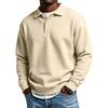 Men's Casual Long Sleeve Waffle Knit Polo Shirt Button Collar Pullover Lightweight Comfortable Fit Layering Top