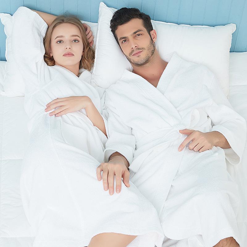 

Утолщенный махровый халат из чистого хлопка гостиничного качества - Абсорбирующий материал для полотенец с воротником кимоно для пар XL