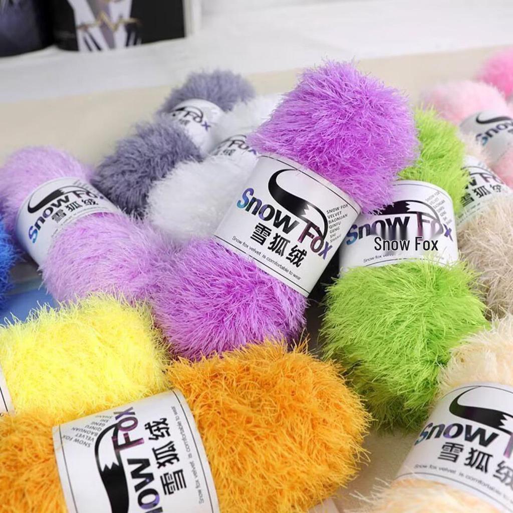 Schneefuchs Flauschiges Garn: Langhaariges Nerz-Korallenfleece zum DIY-Stricken von Babyhüten und Schals