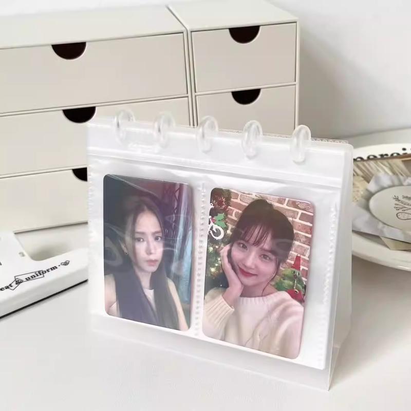 Minimalist Style Transparent Desktop Album Storage Book 3Inch 2 Grid K-Pop Idol Photo Card Display Stand