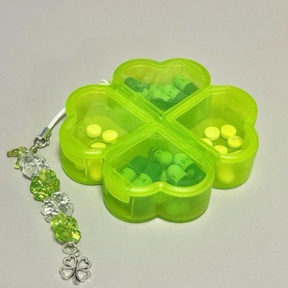 Plastic Daily Pill Organizer Four-leaf Clover Drug Contain Durable Pill Storage Box