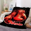 Custom Name boxing Theme Printed Blanket - Perfect for Couch, Bed, Travel & Outdoor Use | Machine Washable, Cozy & Durable.