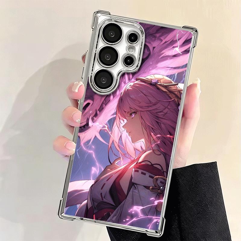 Genshin Impact Yae Miko Plating Phone Case For Samsung Galaxy S24 S25 FE S26 Edge S23 Ultra S22 S21 Plus S20 Anti-Fall Airabag C