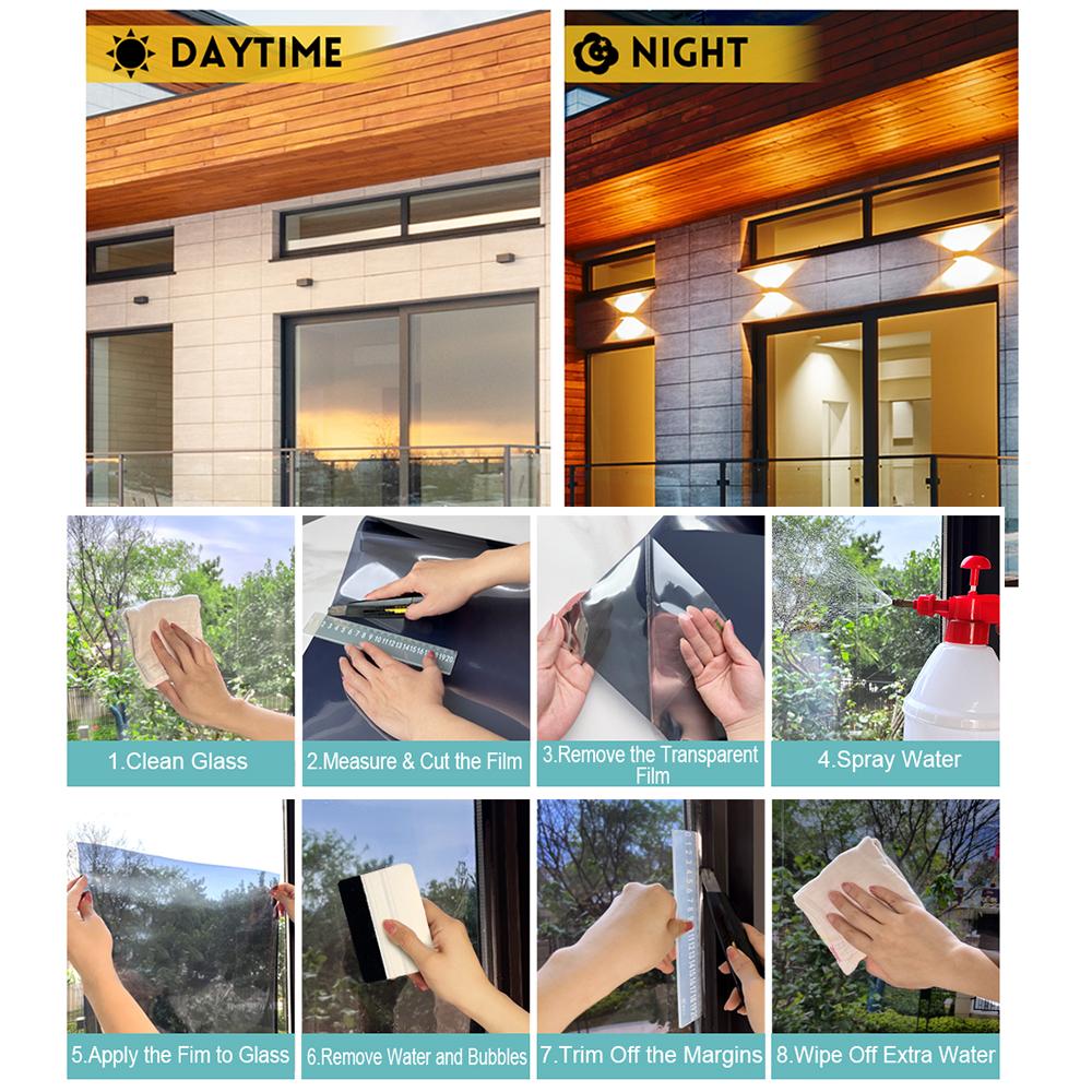50x500cm Window Privacy Film Office Home Balcony One Way UV Blocking Static Cling Glass Film