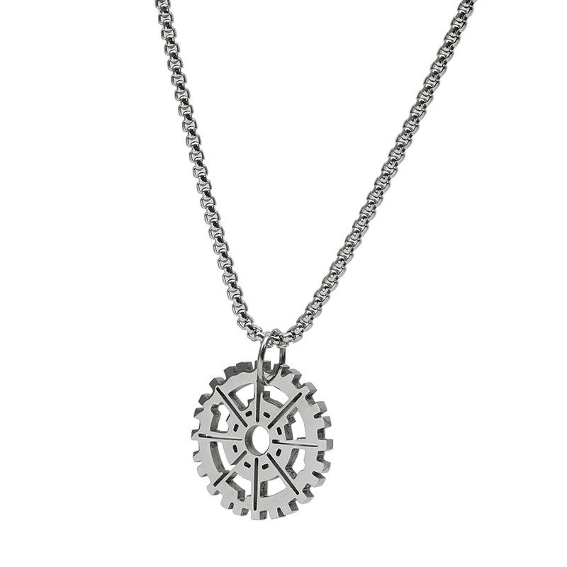 Broken Gear Men's and Women's Trendy Hip-hop Niche Accessories Titanium Steel Simple Jewelry Pendant Necklace