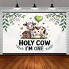 2D Holy Cow I'm One Backdrop for Kids 1st Birthday Photography Background