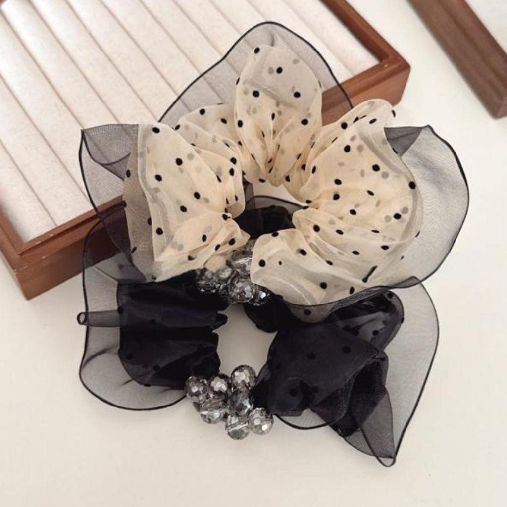 Elegant Polka Dot Crystal Scrunchie - Versatile Hair Accessory with a Chic Fragrant Style
