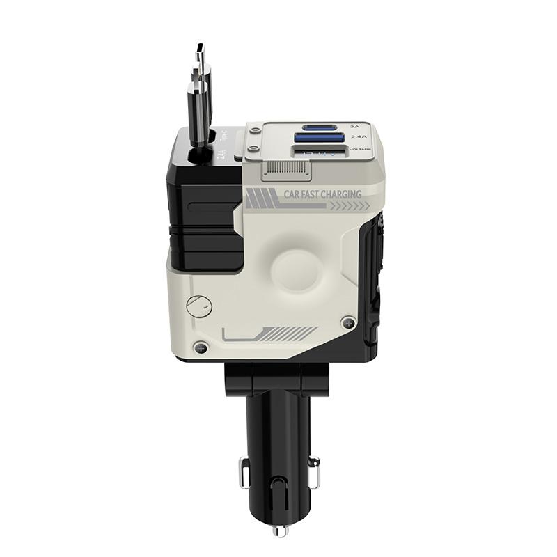 

120 Вт 4 в 1 автомобильное зарядное устройство выдвижной автомобильный прикуриватель адаптер USB Type C кабель для быстрой зарядки для iPhone Xiaomi Huawei Samsung белый