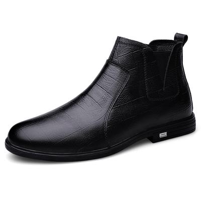 Męskie oryginalne skórzane buty futrzane zimowe męskie modne botki biznesowe codzienne męskie buty śnieżne buty robocze męskie buty buty Chelsea