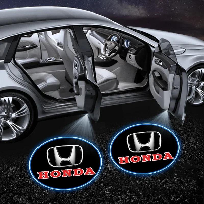 For Honda Car Door Projector Lamps LED Welcome Light Car Accessories For Honda Civic Mugen Accord Odyssey JAZZ CRV Fit Hrv Jazz